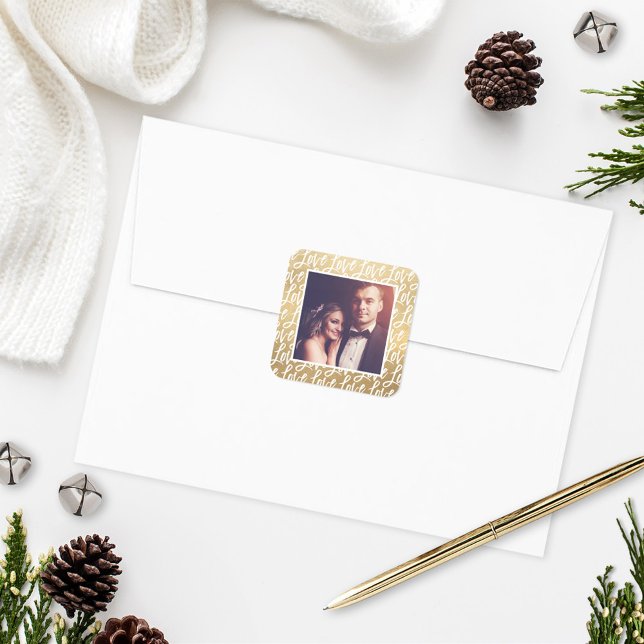 Sticker Carré Amour en or moderne en écriture manuscrite pour ph (Créateur téléchargé)