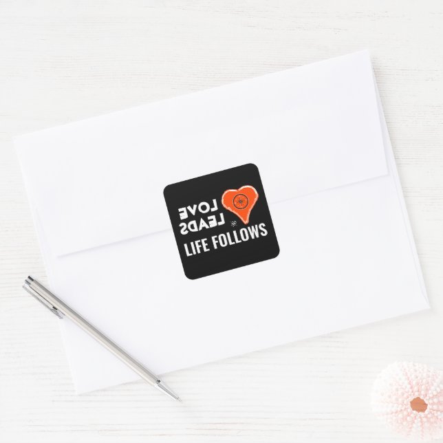 Sticker Carré Amour et vie v2a (Enveloppe)