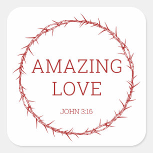 Sticker Carré Amour Extraordinaire - Jésus Christ Pâques Couronn
