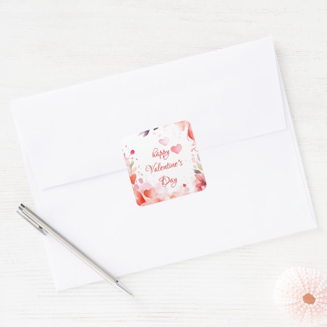 Sticker Carré Amour | HEUREUSE SAINTE-VALENTIN (Enveloppe)