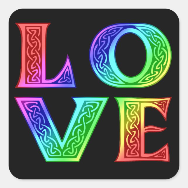 Sticker Carré AMOUR - Lettres celtiques (Devant)