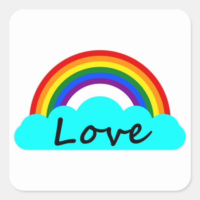 Sticker Carré Amour - LGBT Rainbow (Devant)