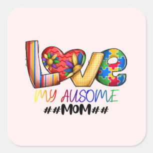 Sticker Carré Amour Maman Sensibilisation sur l'autisme pour les