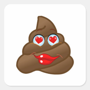 Sticker Carré Amour Poop visage Emoji!
