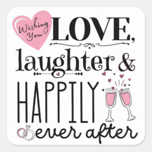 Sticker Carré Amour, rire et heureux pour toujours