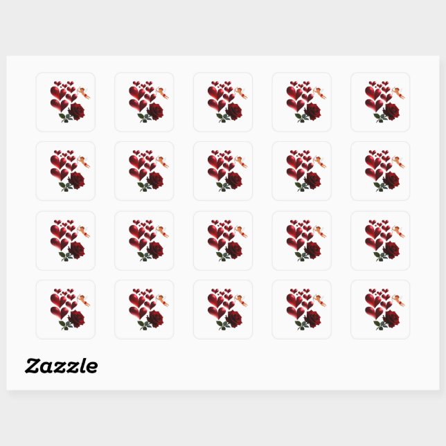 Sticker Carré Amour & Romance – Édition spéciale de la Saint-Val (Feuille)