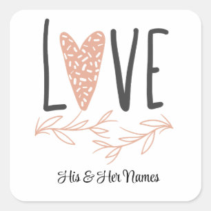 Sticker Carré Amour - Saint Valentin Boho mignonne