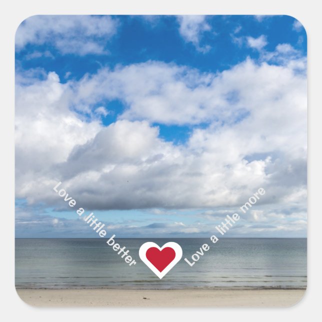 Sticker Carré Amour un peu mieux / plus Heart Recovery Slogan (Devant)