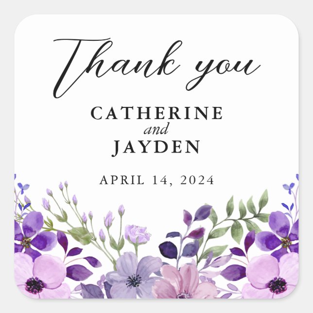 Sticker Carré Amour Violet Élégant (Devant)