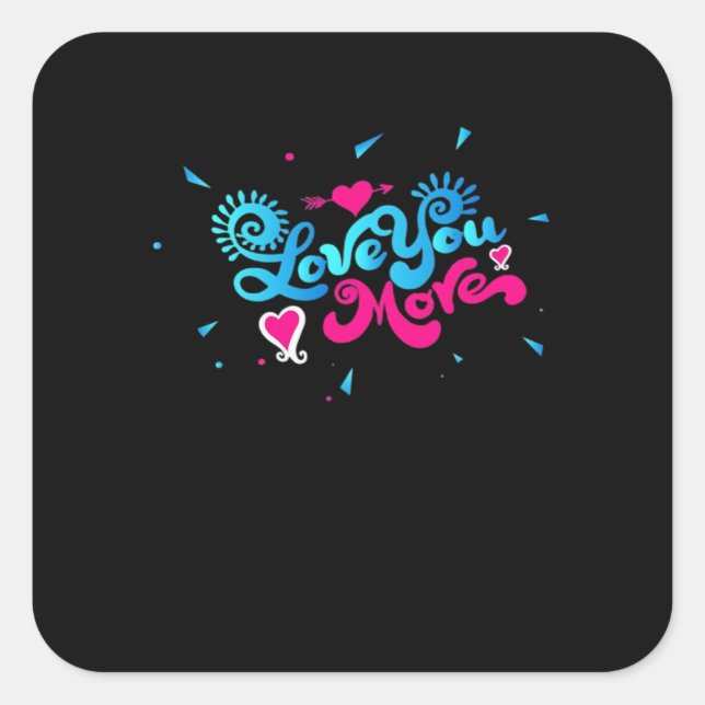 Sticker Carré Amour Vous Plus Typographie Propre Style  (Devant)