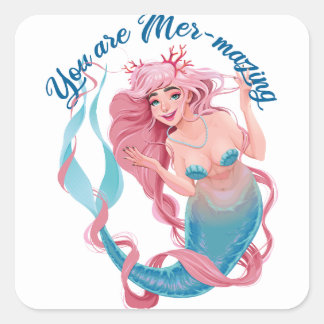 Sticker Carré Amoureuse Femme de sirène Aimante Vous êtes Mer-Ma