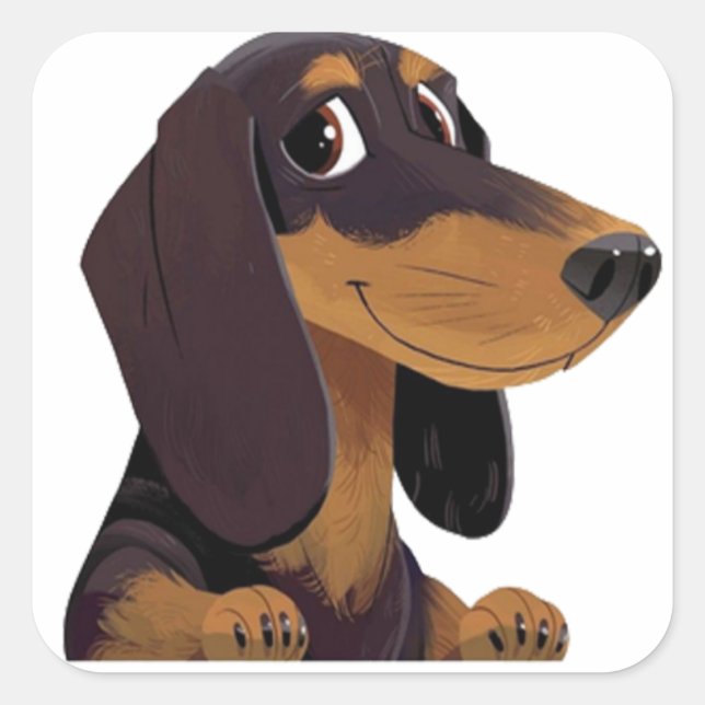 Sticker Carré Amoureux de Dachshund (Devant)
