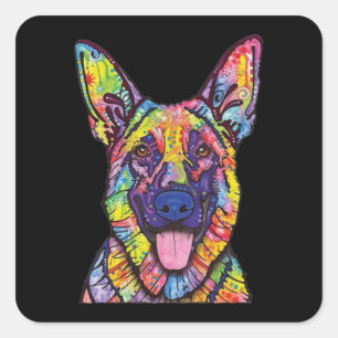Sticker Carré Amoureux de les chiens bergers allemands