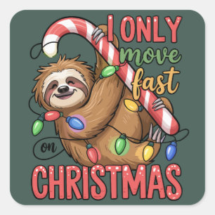 Sticker Carré Amoureux de paresseux drôle Noël Animal mignon Xma