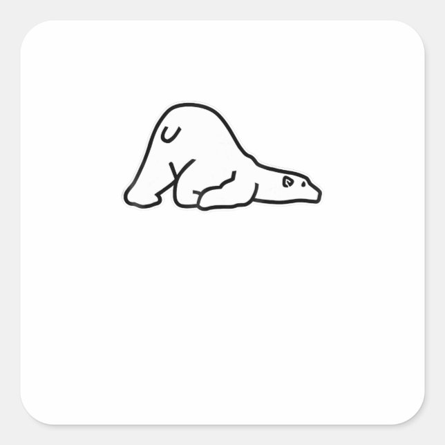 Sticker Carré Amoureux des animaux de l'ours polaire Lazy Cute (Devant)