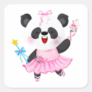 Sticker Carré Amoureux des animaux Panda Ballerina