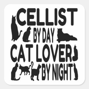 Sticker Carré Amoureux des chats Cellist
