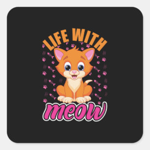Sticker Carré Amoureux des chats   La vie avec Meow