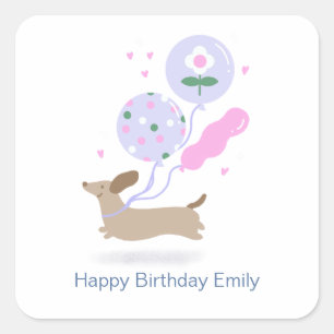 Sticker Carré Amoureux des chiens de fête d'anniversaire Dachshu