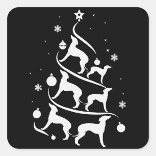 Sticker Carré amoureux des chiens de noël de la verdure italienn
