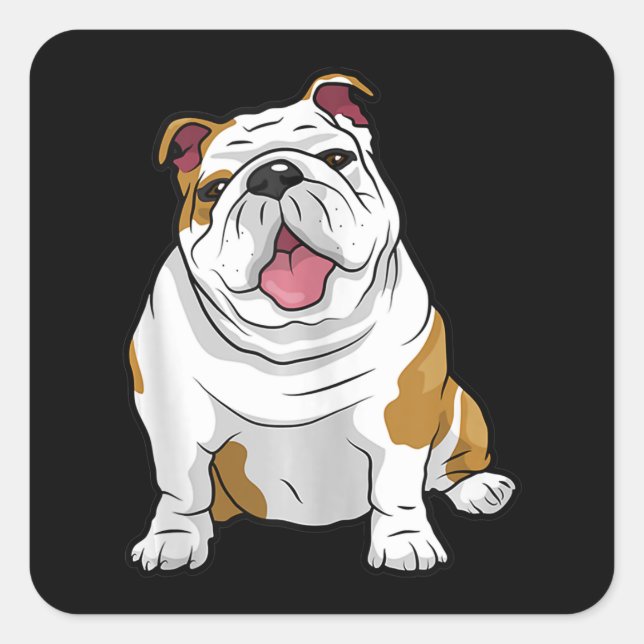 Sticker Carré Amoureux des chiens | Drôle Français Bulldog Puppy (Devant)