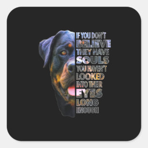Sticker Carré Amoureux des chiens Rottweiler Soul I Love Rotties