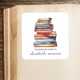 Sticker Carré Amoureux des Livres Ce Livre Appartient à Personna