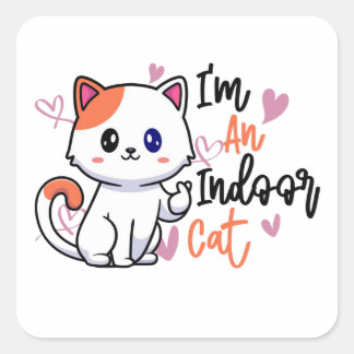 Sticker Carré Amoureux des mèmes de chats amusants, je suis un c