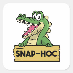 Sticker Carré Amoureux drôle d'alligator et crocodile du zoo