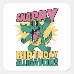 Sticker Carré Amoureux drôle d'alligator et gator de crocodile d
