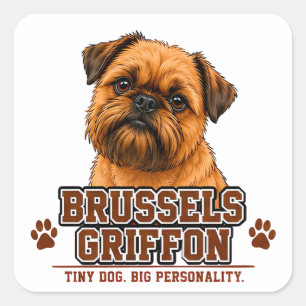 Sticker Carré 🐾 Amoureux du Griffon de Bruxelles 🐾
