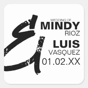 Sticker Carré AMPERSAND GRAS Grunge noir blanc Mariage