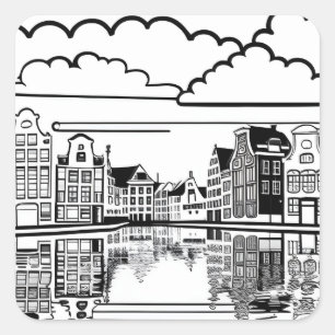 Sticker Carré Amsterdam minimaliste