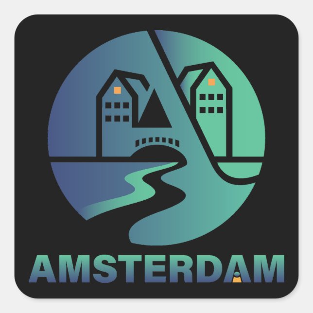 Sticker Carré Amsterdam Pays-Bas Europe (Devant)