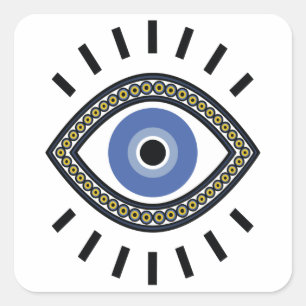 Sticker Carré Amulet de protection des yeux contre le mal ethniq