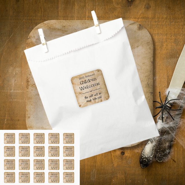 Sticker Carré Amusant Accueil Vintage Enfants Fête d'Halloween (Créateur téléchargé)