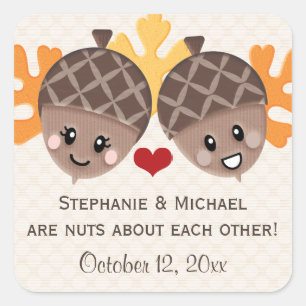 Sticker Carré Amusant Acorn Couple Faveur