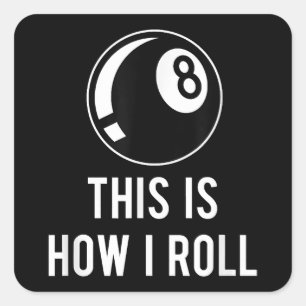Sticker Carré Amusant Billard Design Pour Les Joueurs De Billard