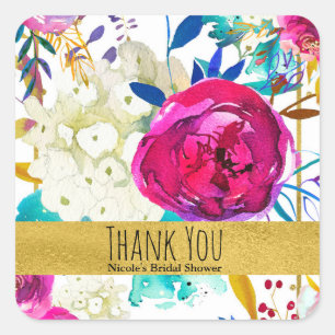 Sticker Carré Amusant Bright Bold Aquarelle Fête des mariées flo