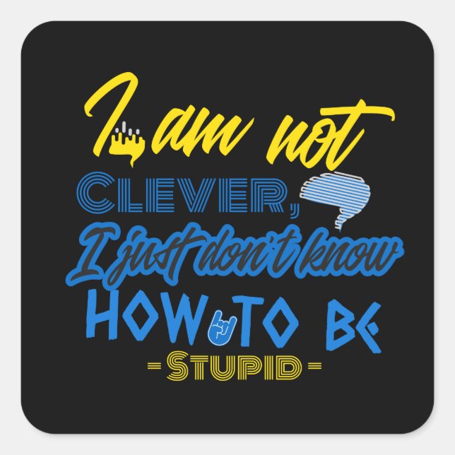 Sticker Carré Amusant, Conception du cerveau (Devant)