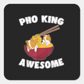 Sticker Carré Amusant Hamster Kawaii Avec Des Nouilles Magnifiqu