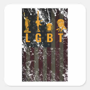 Sticker Carré Amusant LGBT Liberty Guns Beer Trump Support