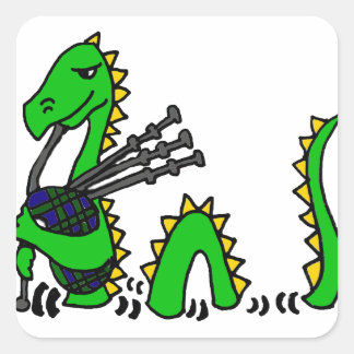 Sticker Carré Amusant Loch Ness Monster Jouer Blue Bagpipes