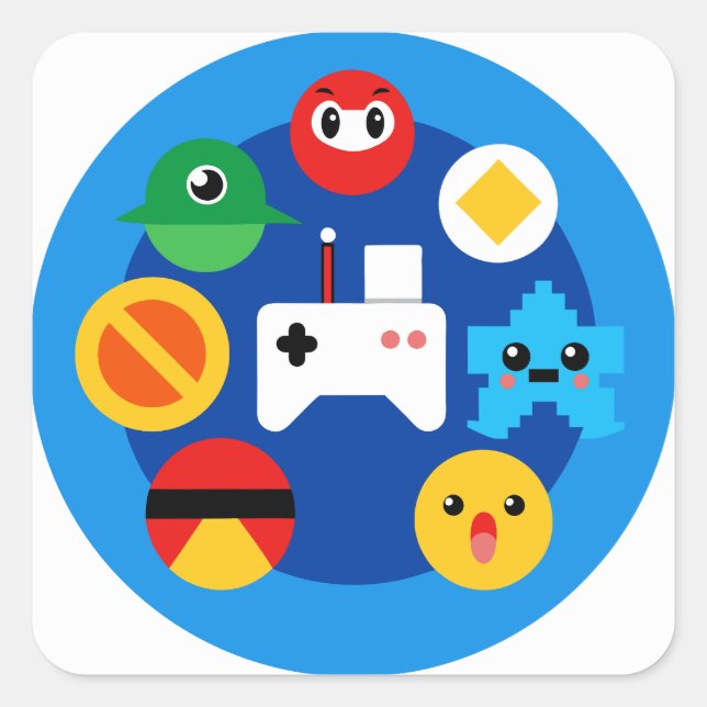 Sticker Carré Amusant Retro Arcade (Devant)