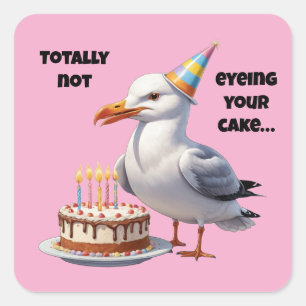 Sticker Carré Amusante Plaisanterie De Gâteau De Mouette - Total