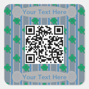 Sticker Carré Amusants et fantaisie 4 feuilles de trèfle QR Code