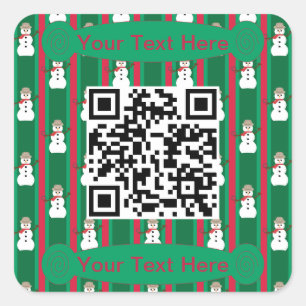 Sticker Carré Amusants et fantaisie Noël Snowman Detective QR Co