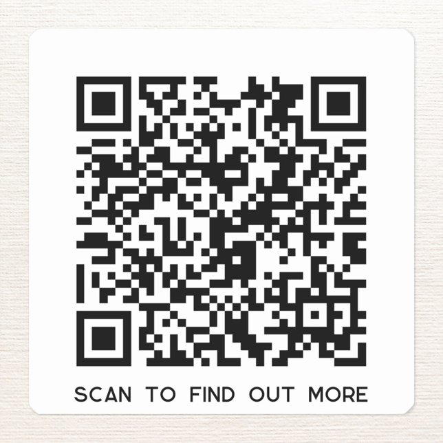 Sticker Carré Analyse du code QR pour en savoir plus (QR code with custom text business promotional stickers for information, ment, catalogue, price list)