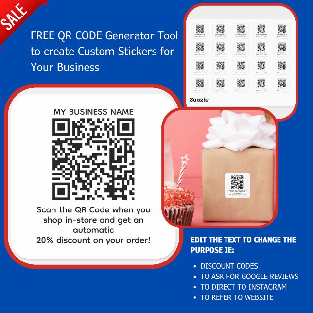 Sticker Carré Analyser le code QR pour obtenir une remise MARQUÉ (Créateur téléchargé)