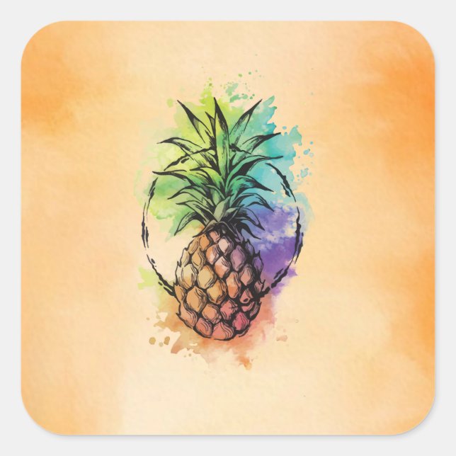 Sticker Carré Ananas (Devant)